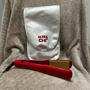 Ultra CHI Red 1.5" Tourmaline Ceramic Hairstyling Flat Iron w/ Thermal Pouch